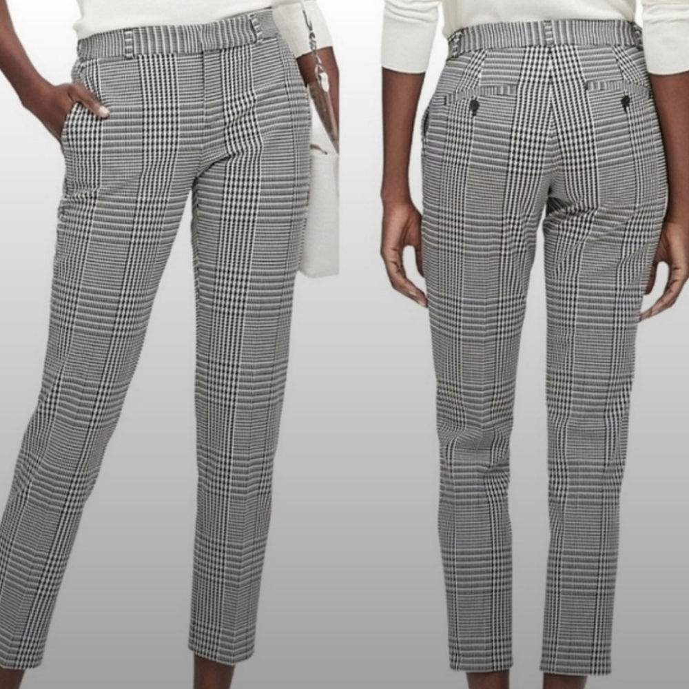 Banana Republic, Avery size 2 Black and White Dress Pants w/ Houndstooth Pattern